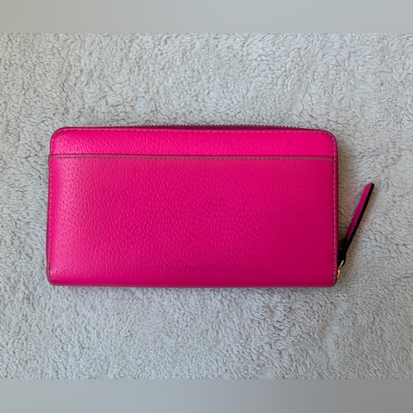 Kate Spade Wellesley Neda Fuchsia Leather Zip Around Wallet - Picture 2 of 11